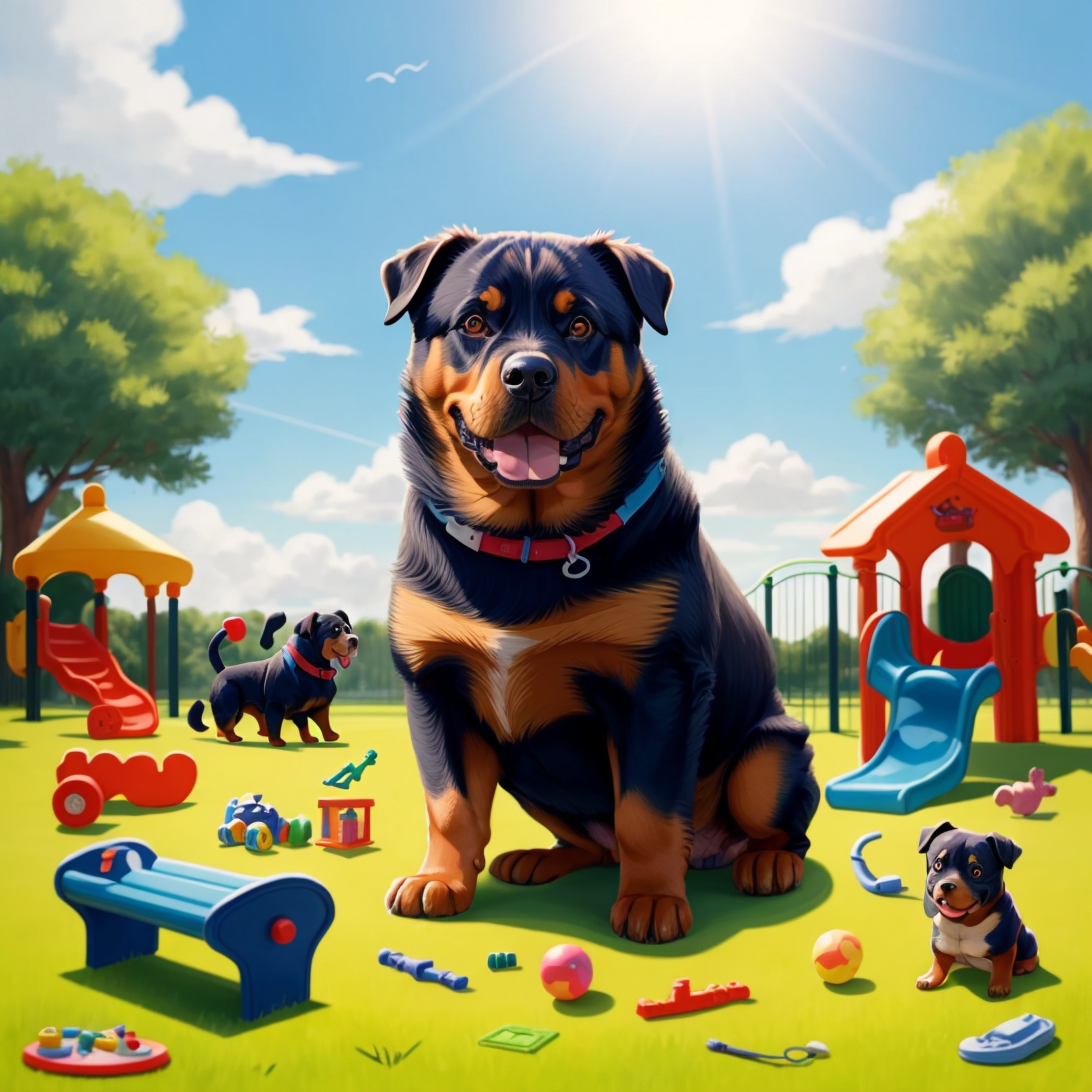 Un patio de juegos lleno de energía perruna